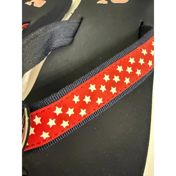 Vineyard Vines Womens Patriotic Star‎ Print Flip Flops Navy Red 6 Beach Sandals - Image 8