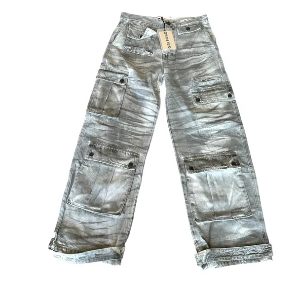 GRLFRND Camo Cargo Jean Grey SIZE 32 Camoflage Slouchy Low Rise Baggy $295 NEW - Image 4