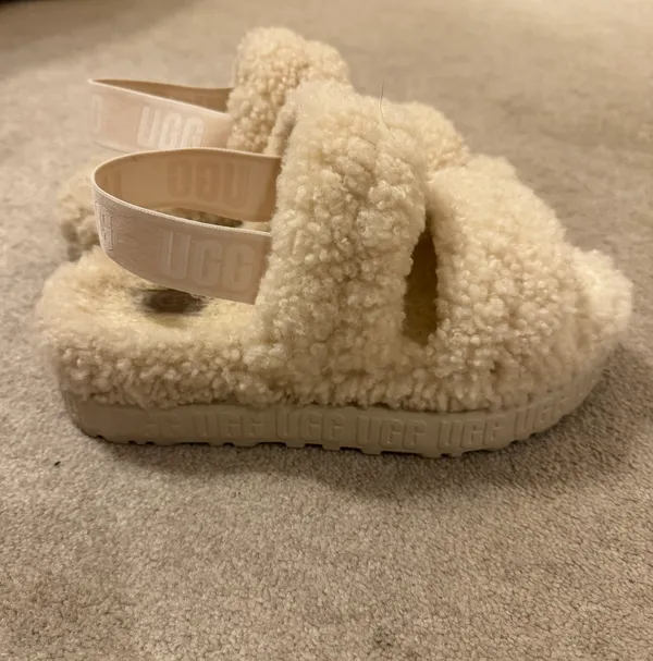 UGG Beige/Cream Oh Fluffita Platform Slippers - Image 4