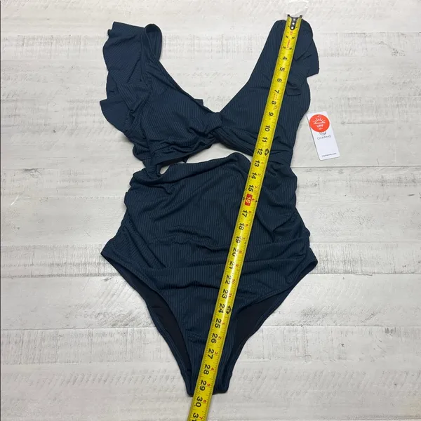 Charmo pregnancy swimsuit Ruched Twist Cutout Front Back Tie Maternity swimwear - Image 4