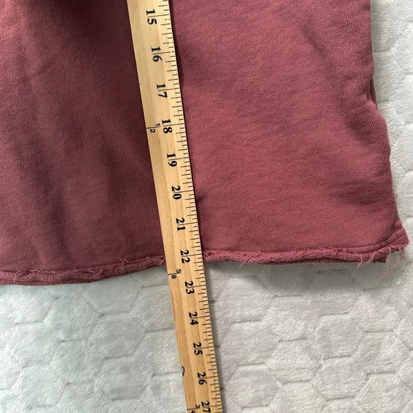 Pact Cropped Sweatshirt Burgundy Raglan Sleeve Raw Hem Organic Cotton Size L - Image 7
