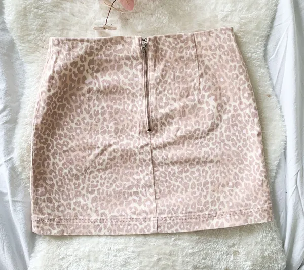 Wild Fable Blush Pink Leopard Print Denim Skirt - Image 3