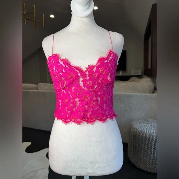 h:ours Pink Lace Tank Top - Image 2