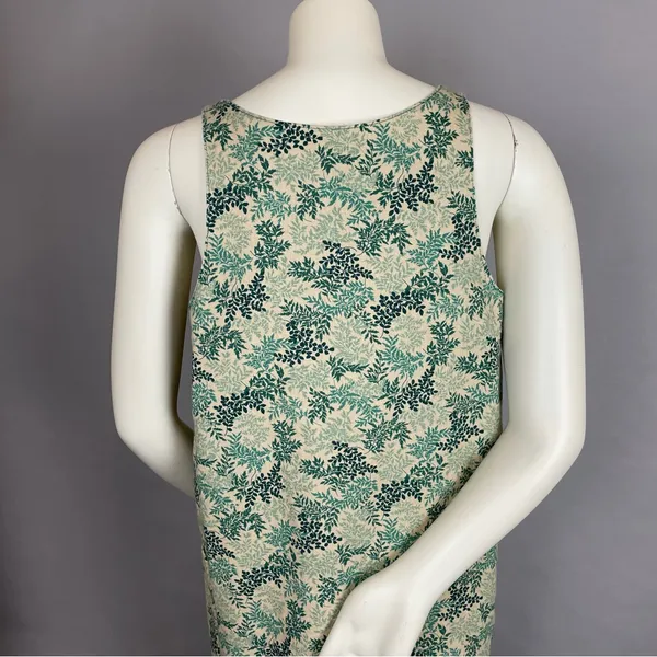Handmade Shift Dress Leafy Pattern Print Sleeveless‎ Green Nature Midi Pockets - Image 6