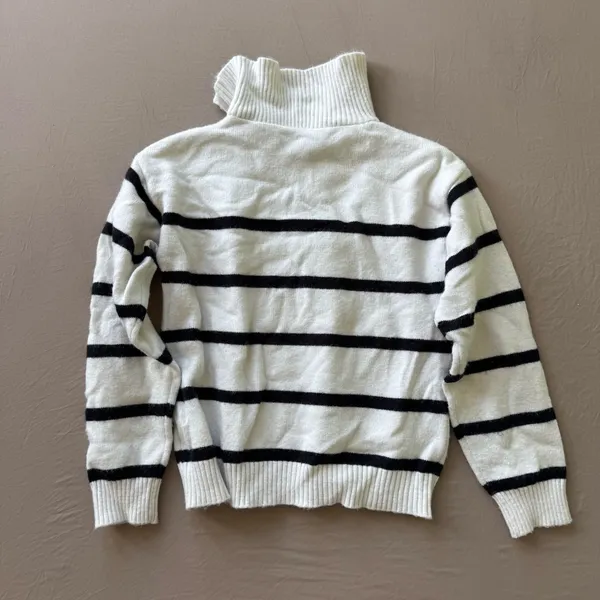 Mariner Striped Half Zip Knit Sweater White - Image 2