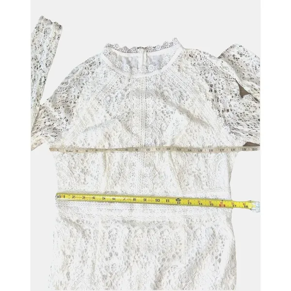 ASOS DESIGN White Lace Midi Dress Long Sleeve High Neck Pencil EU44 US12 RUSH - Image 5