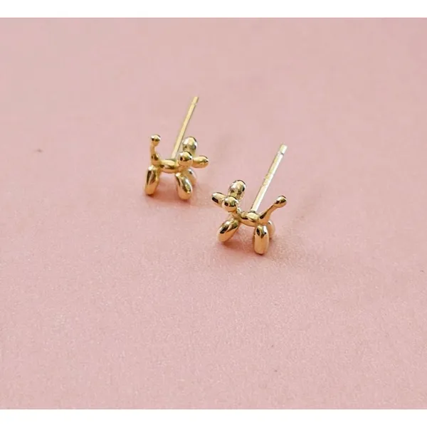 NEW Dainty Unisex Gold‎ Plated Sterling Balloon Dog Earrings, 0.7 x 0.7cm - Image 7