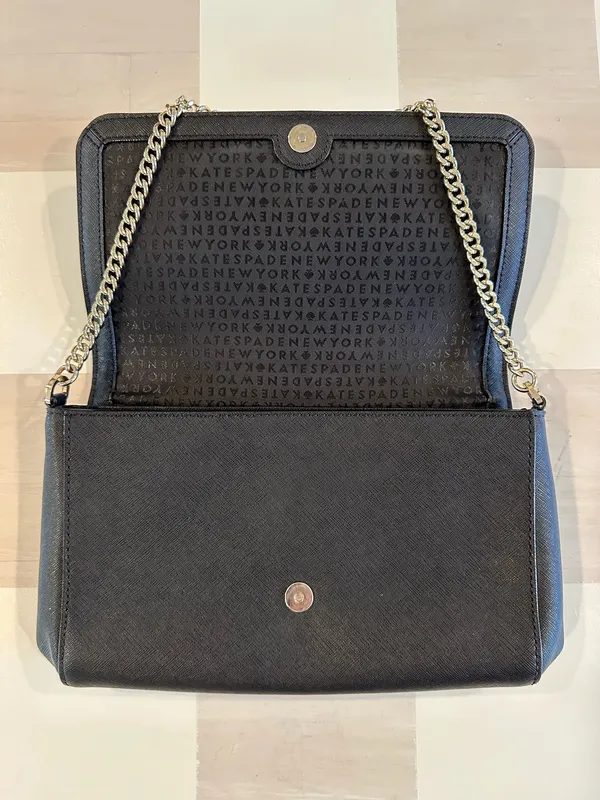 kate spade new york tilden place alek black saffiano leather flap shoulder bag purse - Image 2