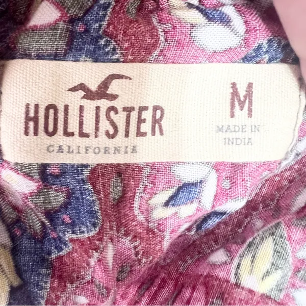 Hollister Bohemian Lace Trim Spaghetti Strap Mini Dress Size Medium Red Blue - Image 10