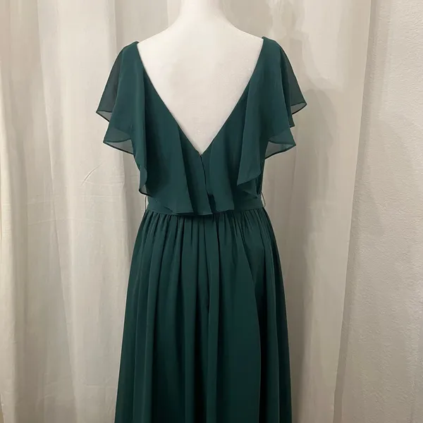 NWT JJ's House Chiffon Bridesmaid Dress Cascading Ruffles Sz 6 Dark Green 206476 - Image 8
