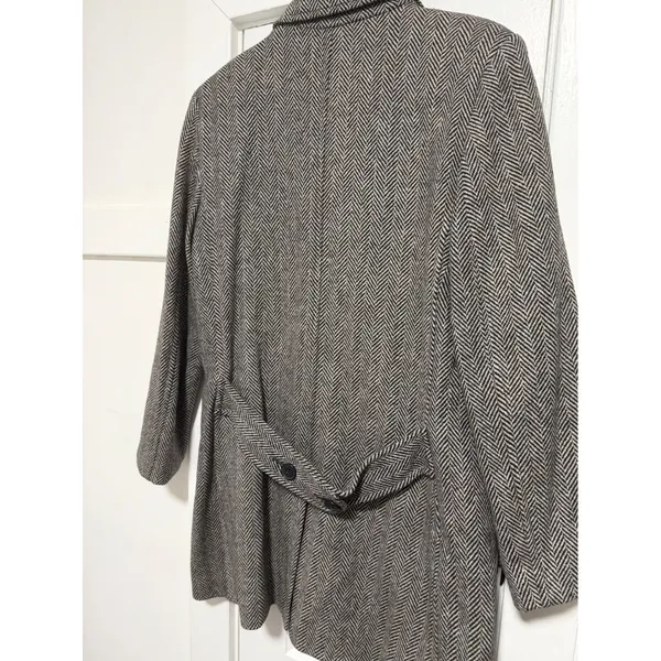 Isaac Mizrahi Live Womens XL Herringbone Wool Coat preppy academia professional - Image 9