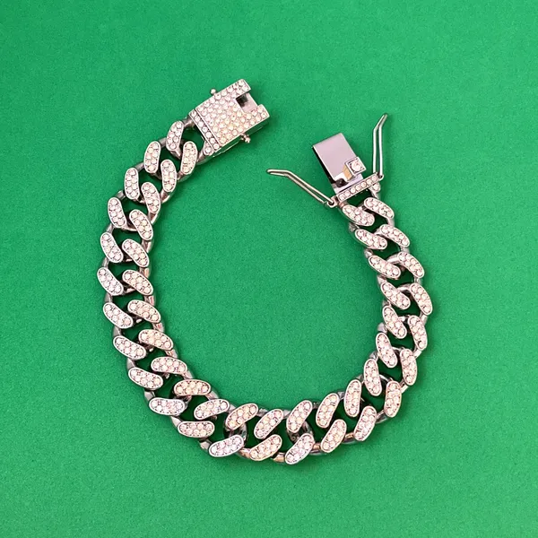 Titanium Steel Link Chain Bracelet for Men Women,CZ Cubic Zirconia Punk Hip Hop Bracelet - Image 6
