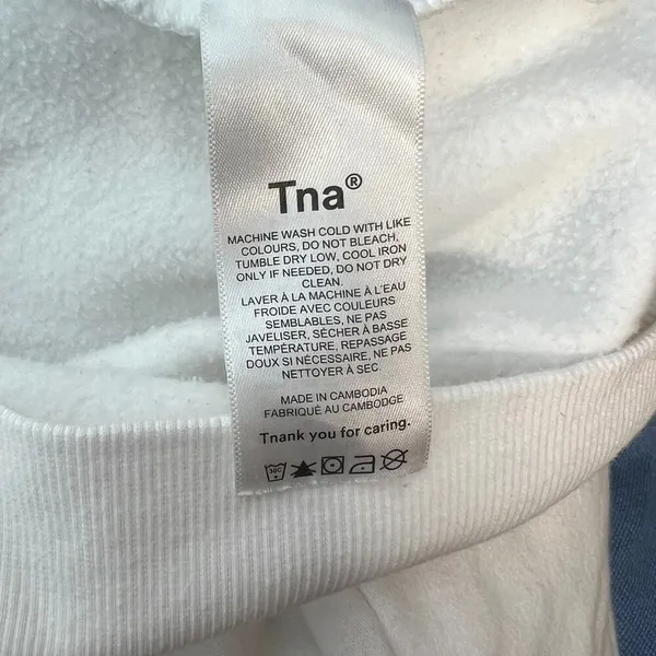 Aritzia Tna Cozy Fleece‎ Perfect Crew Sweatshirt Pullover White Size Large - Image 12