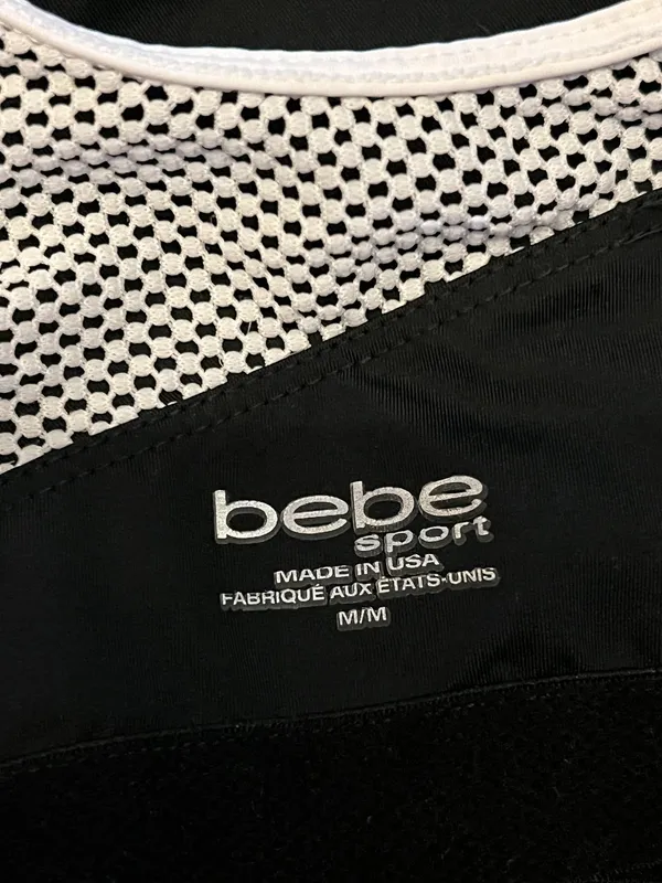 Bebe Sport Tank Top Womens Medium Black White Mint Mesh Colorblock Cropped - Image 5