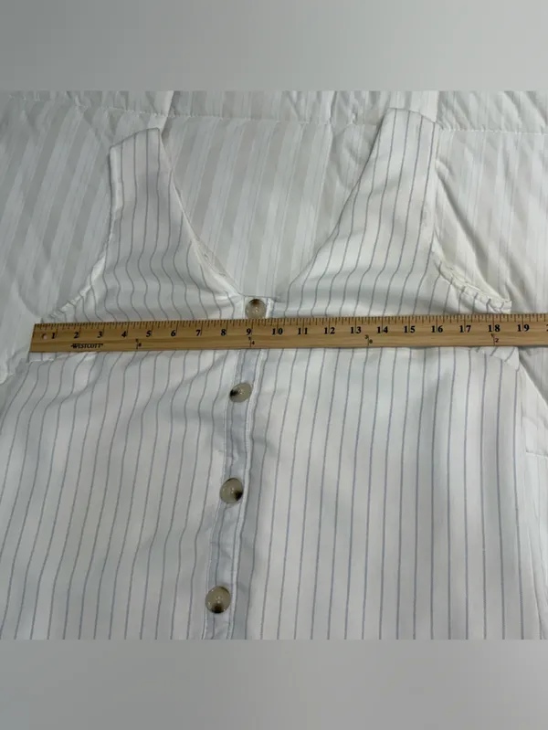 Le Lis White Romper Shorts with Thin Blue Stripes - Image 7