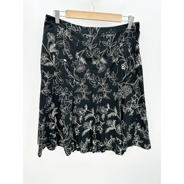 Ann Taylor Loft Womens Black Floral‎ Skirt Beaded Skirt Women Sz 10 Dark Fairy Dainty Y2K - Image 6