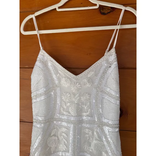 NWT Lulus Alluring Interest White Sequin Embroidered Sleeveless Dress Wedding L - Image 6