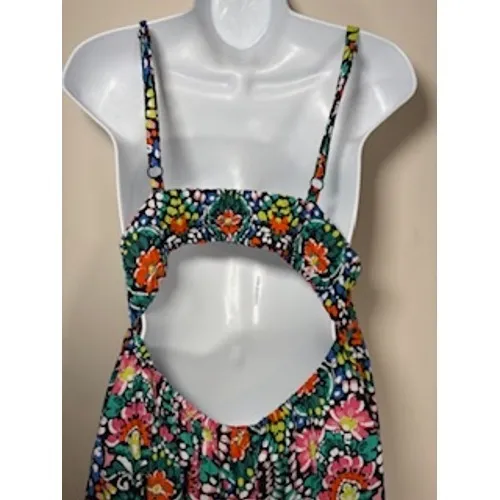 OLD NAVY Maxi Dress M Multicolor Paisley Floral Cutout Back Boho Summer Vacation - Image 5