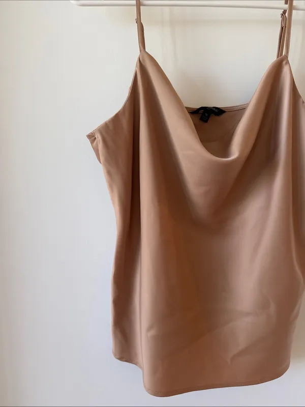 Banana Republic Satin Cowl Neck Cami Tank Top Tan/Gold - Image 3