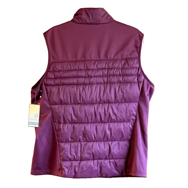 NEW Xersion XXL Womens Maroon Quilted Puffer Vest Full Zip Pockets Stretch - Image 6