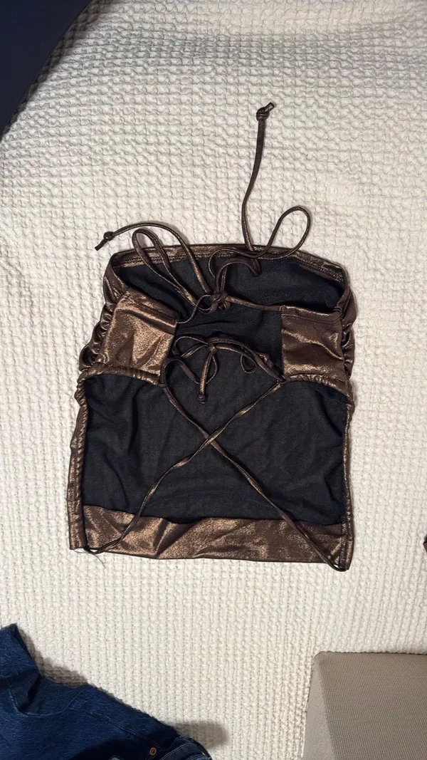 Bailey rose gold metallic top with open back Brown Size M - Image 2