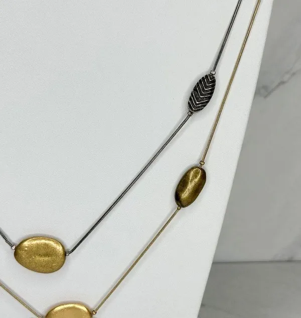 Chico's Double Strand Mixed Metal Station Statement Necklace ✨ - Image 8
