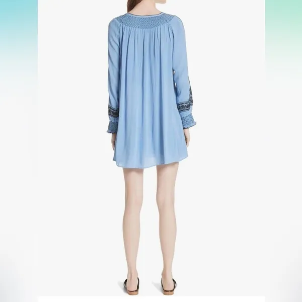 Free People Wind Willow Boho Embroidered Peasant Dress. Periwinkle Gauzy Size S - Image 2
