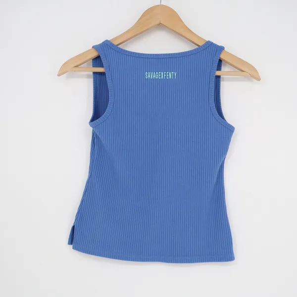 Savage X Fenty Womens Ribbed Scoop Neck Tank Top Blue XS AV785 - Image 4