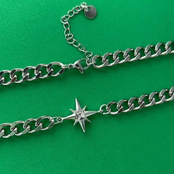 Link Chain Star Necklace for Men Women Streetwear Hip Hop Unisex Necklace - Image 2