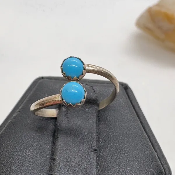 Sterling Silver Kingman Turquoise Adjustable Bypass Ring Size 5.5 0.83g - Image 3