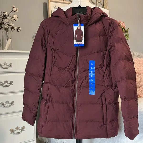 Puffer Coat Hooded Maroon Jacket Ski Burgundy 32 Degrees Womens Large - Image 3