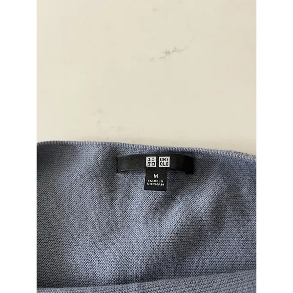 Uniqlo Women Size M Blue 100% Cotton Cocoon Knit Boatneck Sweater - Image 4