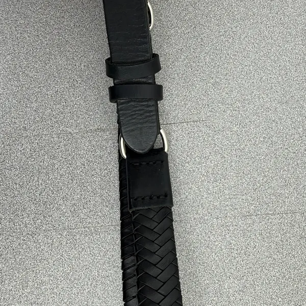 Rag & Bone Belt Womens XS/S Black Woven Braided Leather Stud Closure Skinny - Image 5