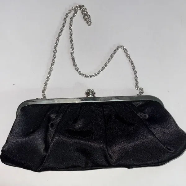 Chic Black Evening Clutch with Silver Accents - Image 3
