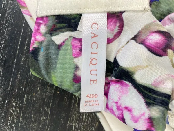 Cacique White Floral Print Underwire Lightly Lined Full Cover Contour Bra 42DD - Image 4