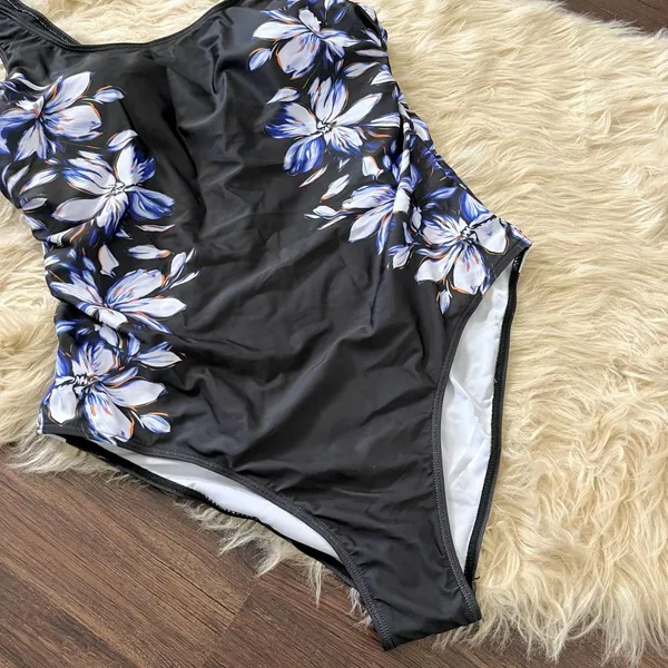 NWT MODLILY®Tummy Control Floral Print Black One Piece Swimwear Swimsuit L - Image 5