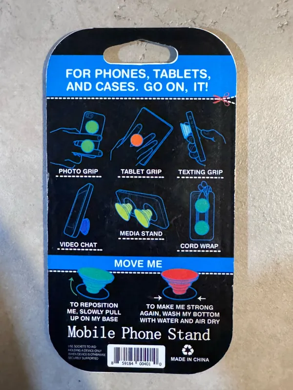 Mobile Phone Stand Pop Socket - Black "I Tend To Lash Out" - Image 2