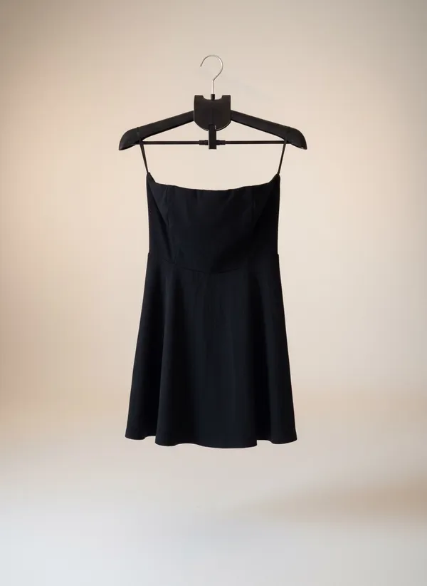 Lulus Black Strapless Square Neck Skater Mini Dress | Womens Large | Date Night Going Out - Image 4