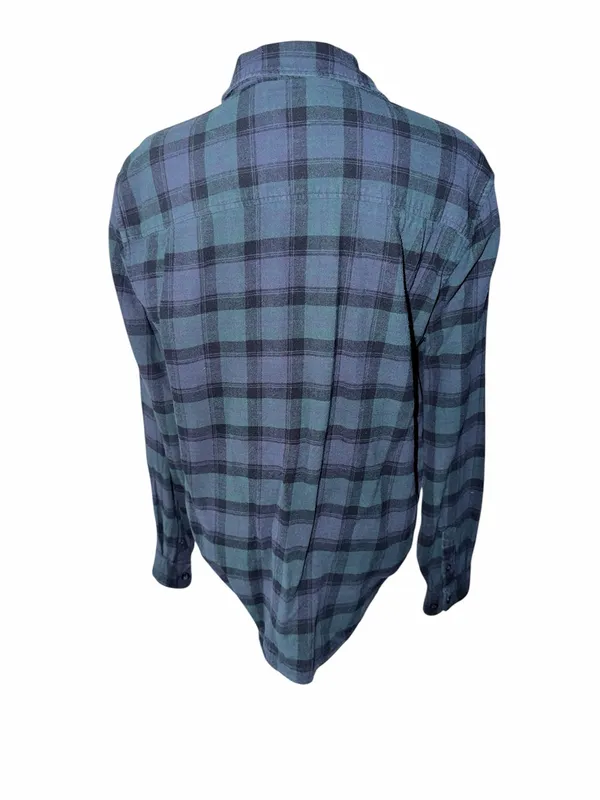 Urban Outfitters Green Plaid Flannel Shirt Forest Green Outdoor Button Up Small - Image 3