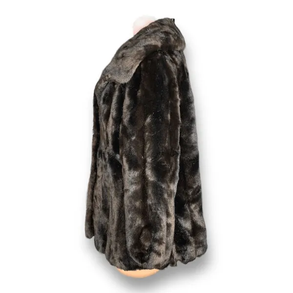 Vintage 60s Tissavel Faux Mink Swing Coat Dark Brown Plush XL Glam Winter‎ - Image 8