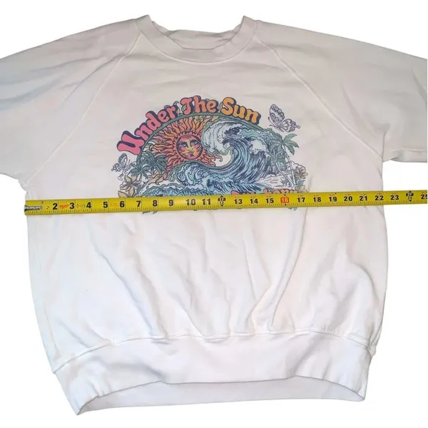 Billabong Sweatshirt Large White Under‎ The Sun Graphic Retro Surfcore y2k Crew - Image 5
