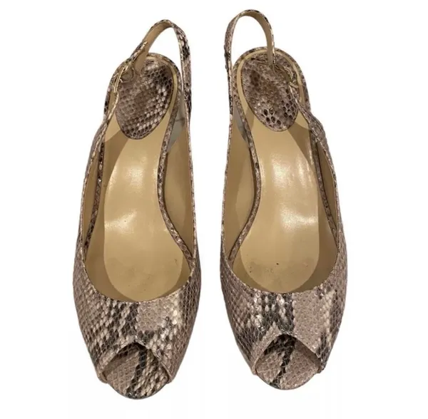 Cole Haan Nike Air Slingback Reptile Snakeskin Heels Peep Toe 10 Neutral Tan - Image 2