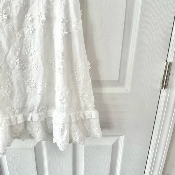 Showpo White Lightweight Fancy A Spritz Square Neck Embroidered Mini Dress 12 US - Image 6