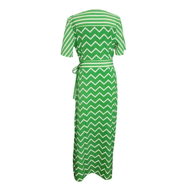Who What Wear Green Chevron‎ Stripe V-Neck Flowy Maxi Dress Preppy Boho Brunch L - Image 3