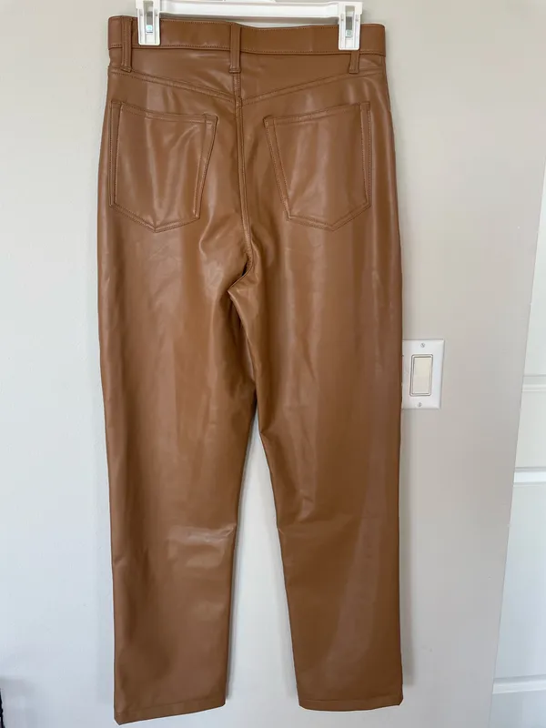 Abercrombie & Fitch Vegan Leather 90's High Rise Curve Love Pants Women's Sz - Image 3
