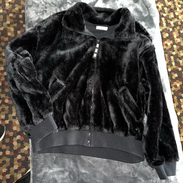 Ugg Laken Mock Neck Fleece Jacket in Black Size Medium - Image 6