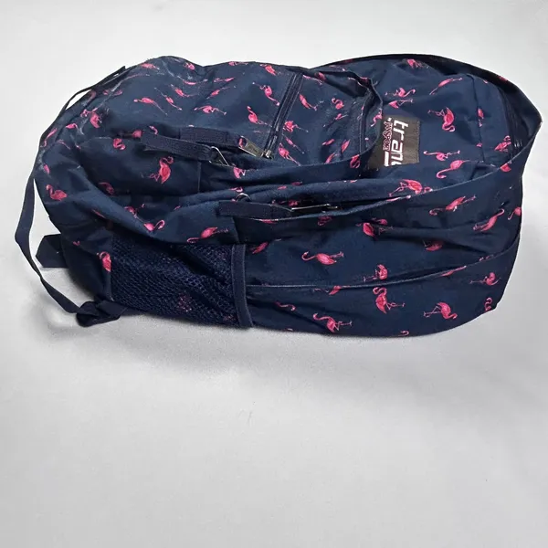 Trans by JanSport Pink Flamingo Backpack SuperBreak School Bag Navy Blue Pink - Image 3