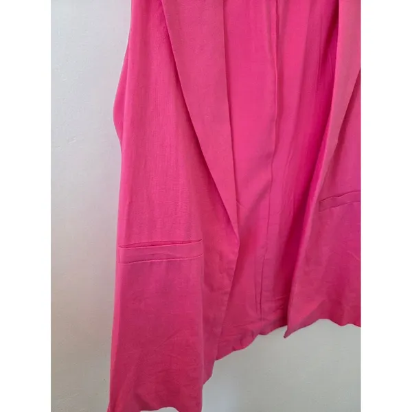 Happily Grey Pink Linen Sleeeveless Blazer Jacket Vest Open Front Spring Small - Image 3