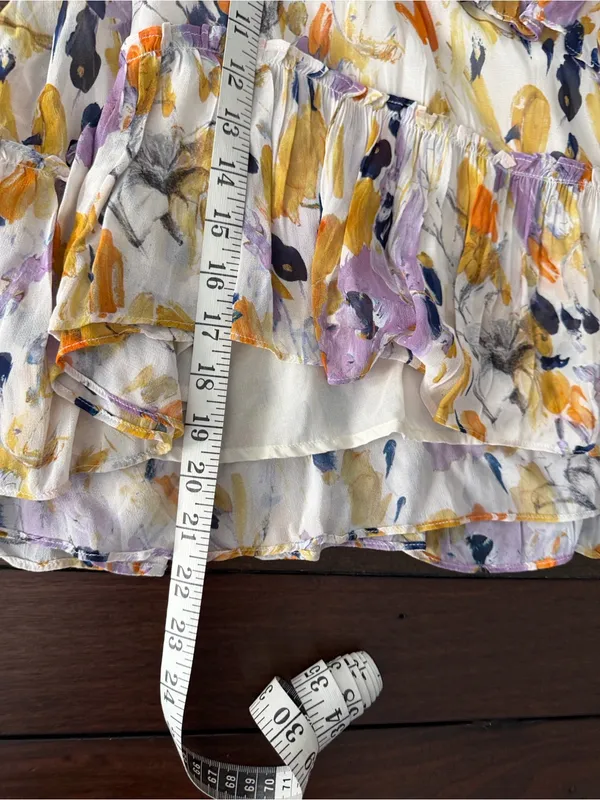 Anthropologie Size Medium Somerset Print Mini Ruffle Tiered Skirt - Image 4