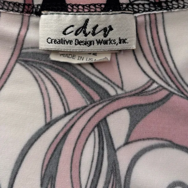 CDW Women's Sleeveless V-Neck Blouse XL Pink Black White Abstract Swirl - Image 8